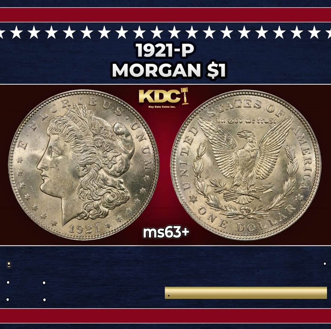 1921-p Morgan Dollar $1 Grades ms63+: 1921-p Morgan Dollar $1 Grades ms63+. Historic precious metal trends is causing increased spot pricing by the day. On auctions with set openings, we are doing our best to have items priced at their ma