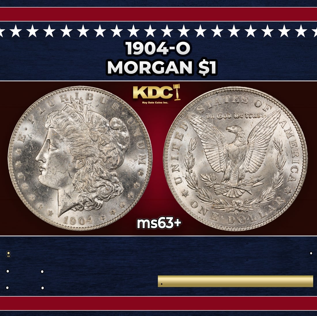 1904-o Morgan Dollar $1 Grades ms63+: 1904-o Morgan Dollar $1 Grades ms63+. Historic precious metal trends is causing increased spot pricing by the day. On auctions with set openings, we are doing our best to have items priced at their ma
