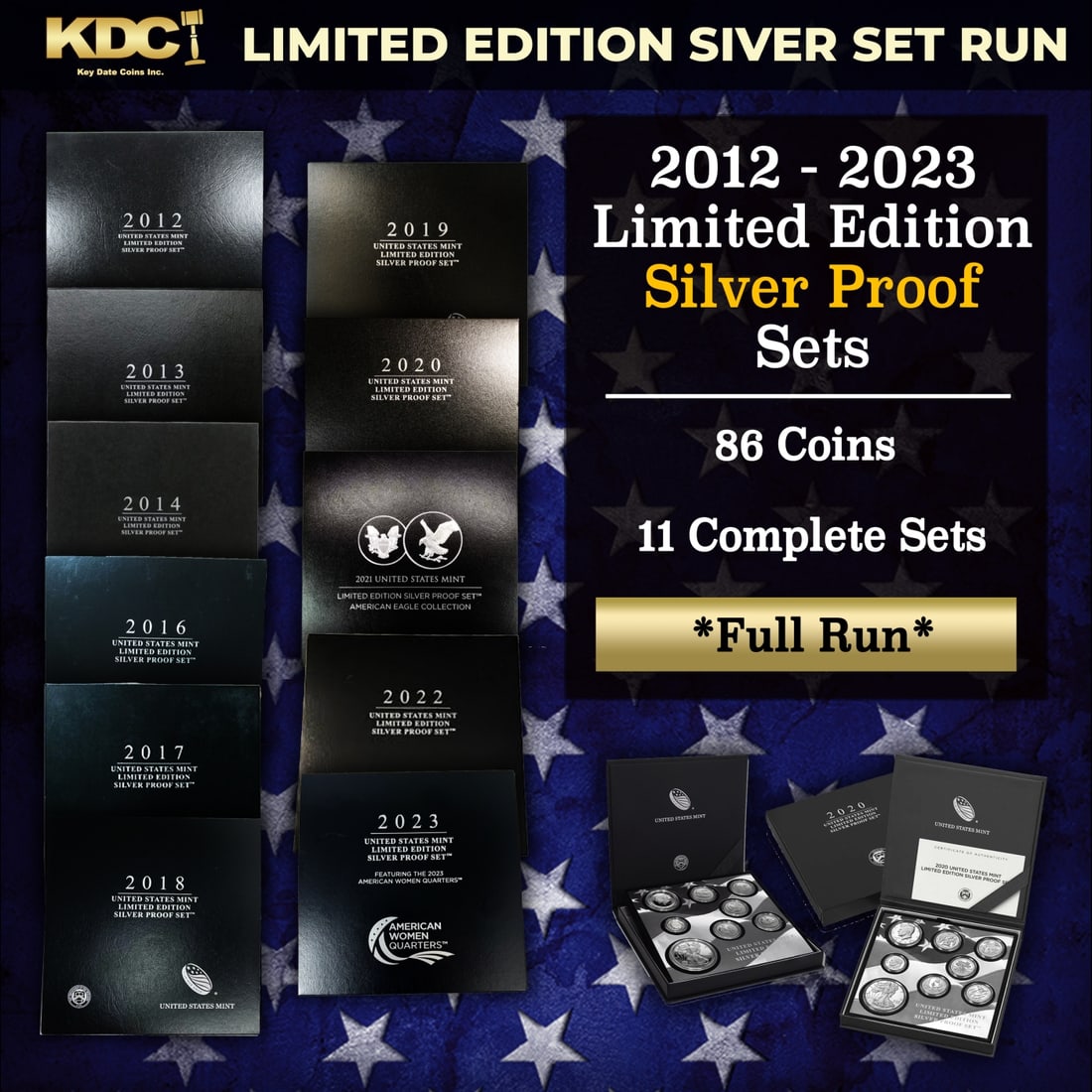 2012-2023 Limited Edition Silver Proof Sets - 86 Coins, 12 Sets Total Over 27oz OF SILVER WOW!: 2012-2023 Limited Edition Silver Proof Sets - 86 Coins, 12 Sets Total Over 27oz OF SILVER WOW!. 2012-2023 Limited Edition Silver Proof Sets - 86 Coins, 12 Sets Total. All sets contain over 2oz of Silv