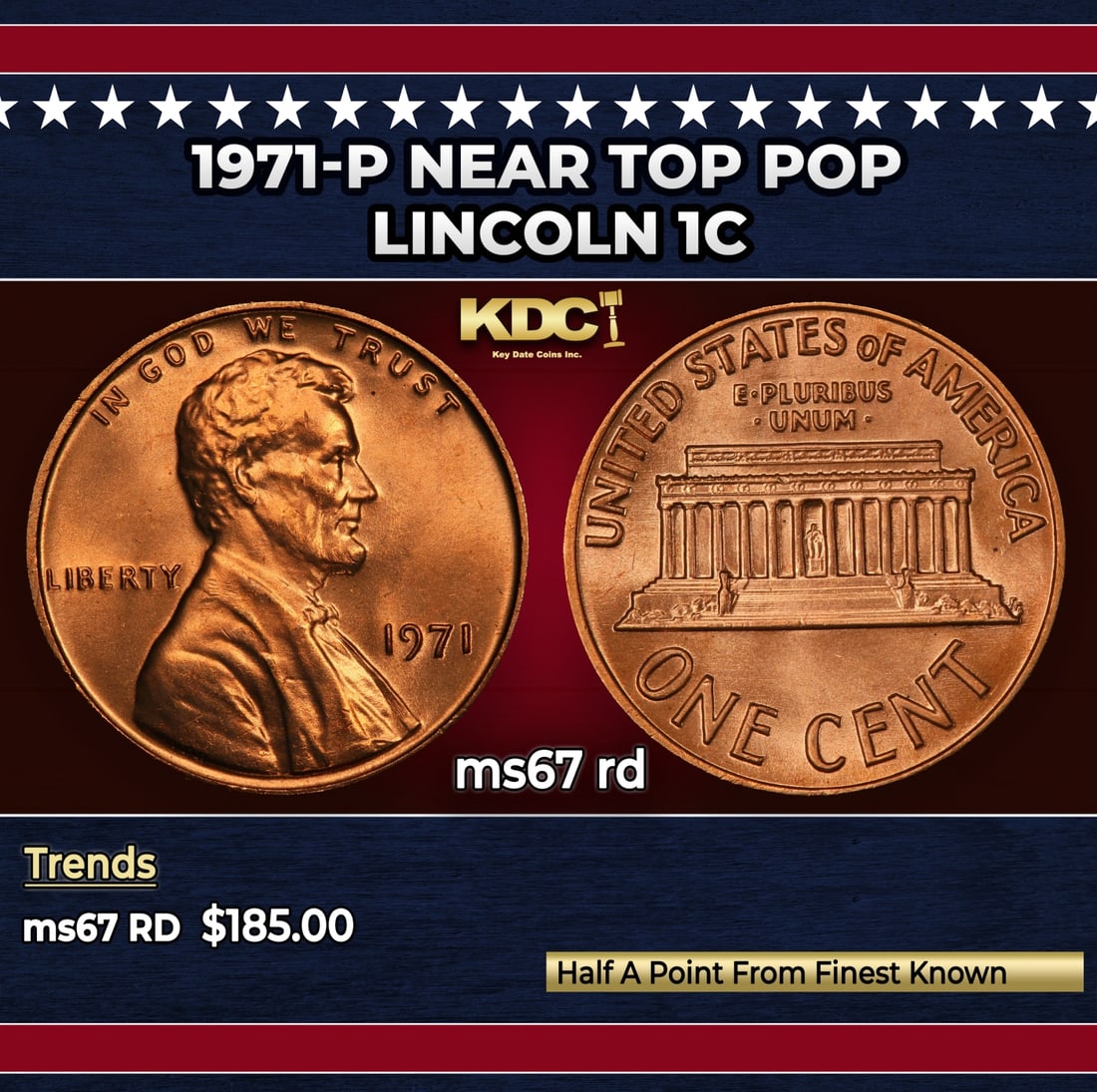 1971-p Lincoln Cent Near Top Pop 1c ms67 rd SEGS: 1971-p Near Top Pop Lincoln Cent 1c ms67 rd SEGS. Historic precious metal trends is causing increased spot pricing by the day. On auctions with set openings, we are doing our best to have items priced