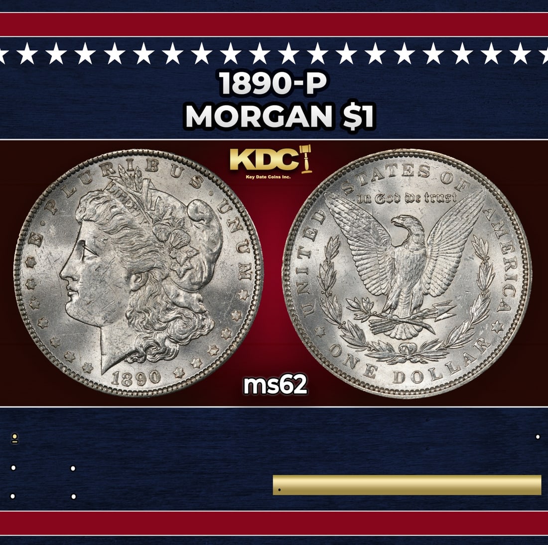 1890-p Morgan Dollar $1 Grades ms62: 1890-p Morgan Dollar $1 Grades ms62. Historic precious metal trends is causing increased spot pricing by the day. On auctions with set openings, we are doing our best to have items priced at their mar