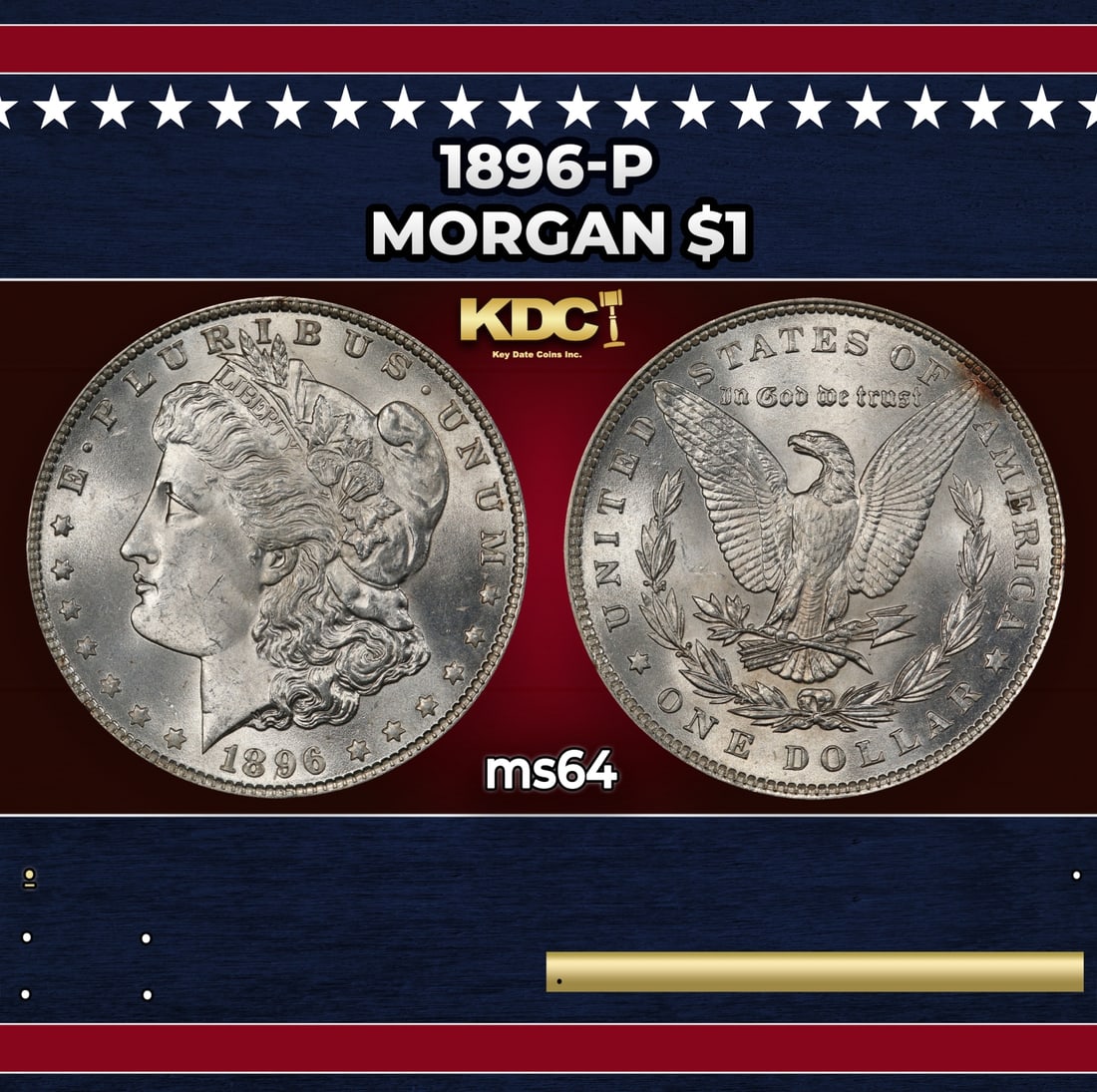 1896-p Morgan Dollar $1 Grades ms64: 1896-p Morgan Dollar $1 Grades ms64. Historic precious metal trends is causing increased spot pricing by the day. On auctions with set openings, we are doing our best to have items priced at their mar