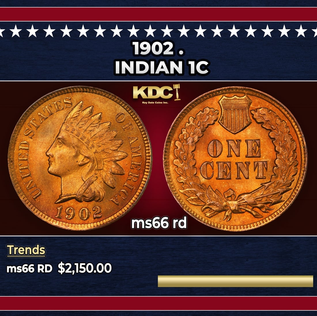 1902 Indian Cent . 1c ms66 rd SEGS: 1902 . Indian Cent 1c ms66 rd SEGS. Historic precious metal trends is causing increased spot pricing by the day. On auctions with set openings, we are doing our best to have items priced at their mark