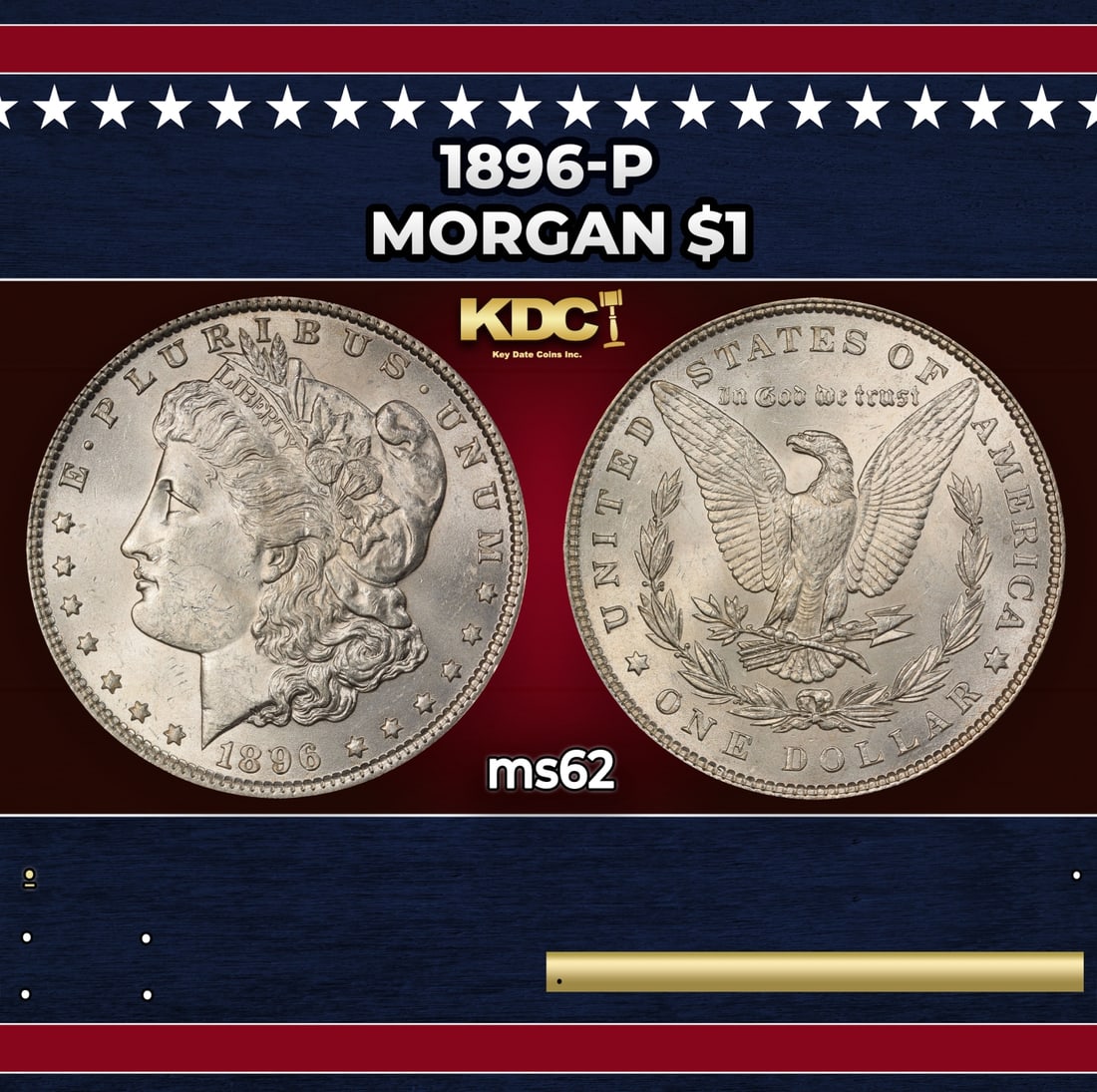 1896-p Morgan Dollar $1 Grades ms62: 1896-p Morgan Dollar $1 Grades ms62. Historic precious metal trends is causing increased spot pricing by the day. On auctions with set openings, we are doing our best to have items priced at their mar