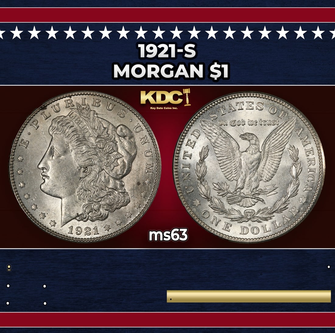 1921-s Morgan Dollar $1 Grades ms63: 1921-s Morgan Dollar $1 Grades ms63. Historic precious metal trends is causing increased spot pricing by the day. On auctions with set openings, we are doing our best to have items priced at their mar