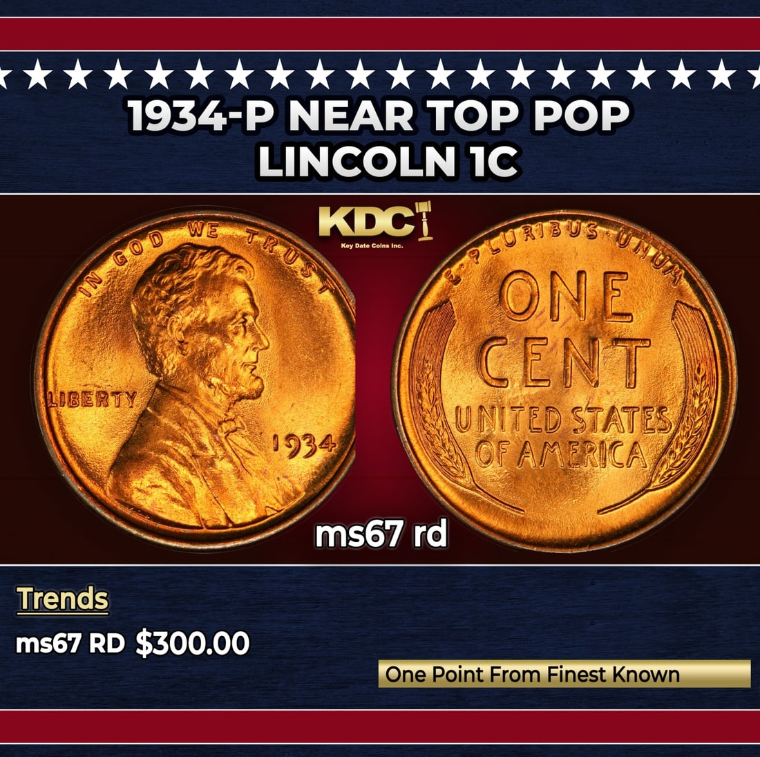 1934-p Lincoln Cent Near Top Pop 1c ms67 rd SEGS: 1934-p Near Top Pop Lincoln Cent 1c ms67 rd SEGS. Historic precious metal trends is causing increased spot pricing by the day. On auctions with set openings, we are doing our best to have items priced