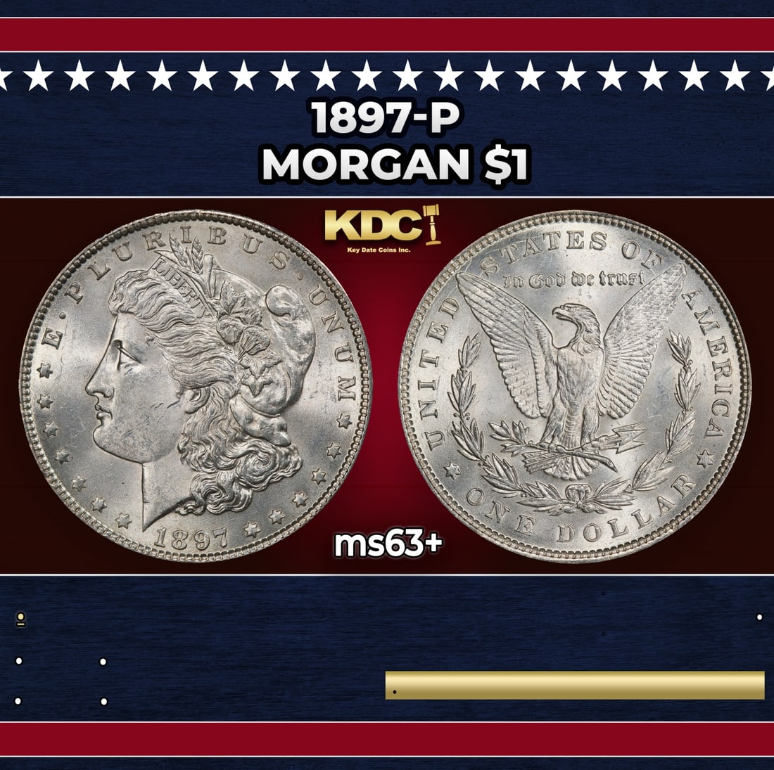 1897-p Morgan Dollar $1 Grades ms63+: 1897-p Morgan Dollar $1 Grades ms63+. Historic precious metal trends is causing increased spot pricing by the day. On auctions with set openings, we are doing our best to have items priced at their ma