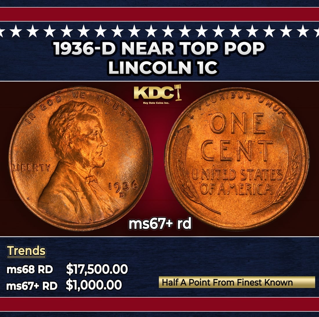 1936-d Lincoln Cent Near Top Pop 1c ms67+ rd SEGS: 1936-d Near Top Pop Lincoln Cent 1c ms67+ rd SEGS. Historic precious metal trends is causing increased spot pricing by the day. On auctions with set openings, we are doing our best to have items price