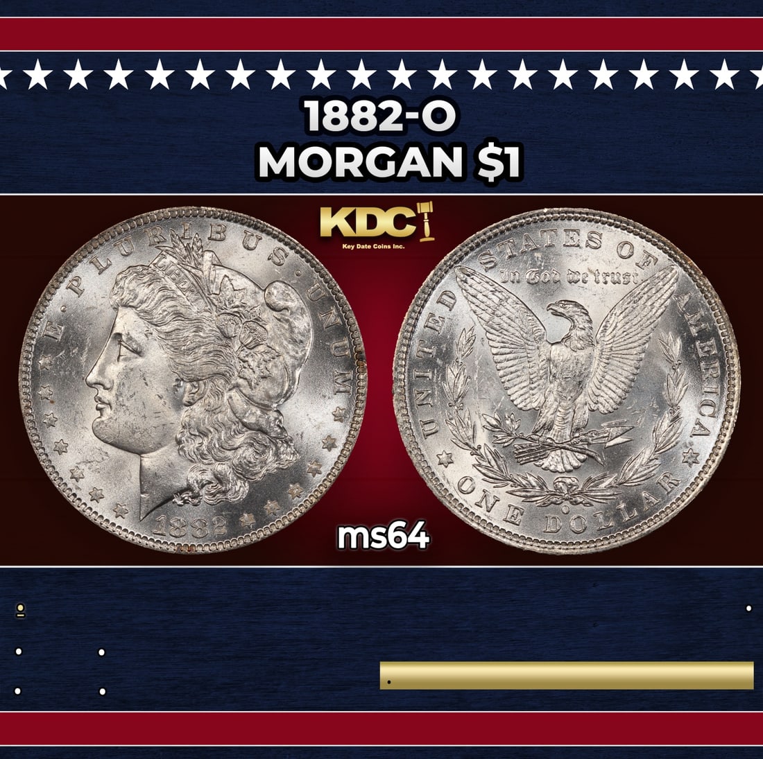 1882-o Morgan Dollar $1 Grades ms64: 1882-o Morgan Dollar $1 Grades ms64. Historic precious metal trends is causing increased spot pricing by the day. On auctions with set openings, we are doing our best to have items priced at their mar