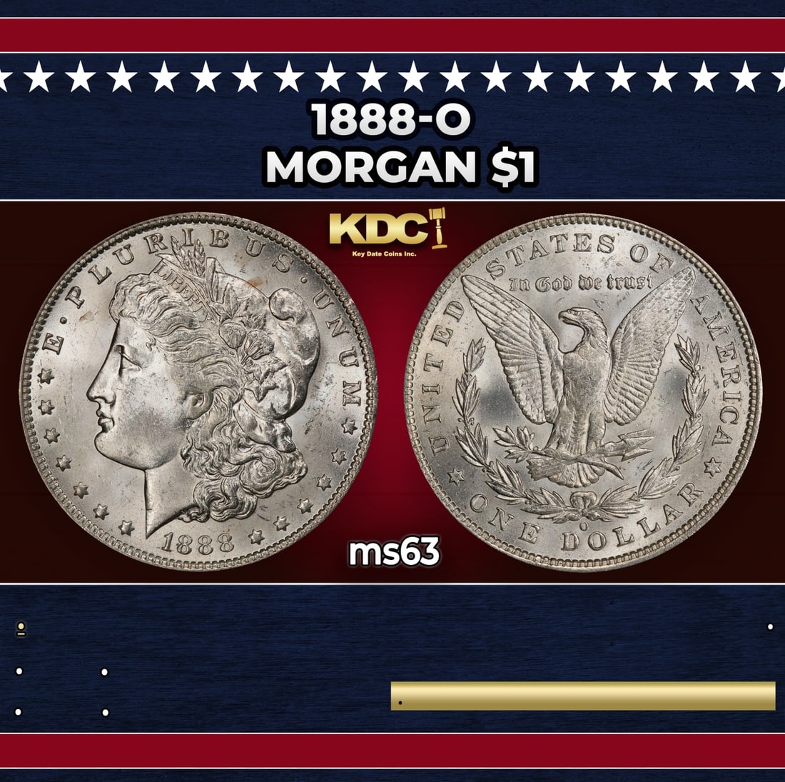 1888-o Morgan Dollar $1 Grades ms63: 1888-o Morgan Dollar $1 Grades ms63. Historic precious metal trends is causing increased spot pricing by the day. On auctions with set openings, we are doing our best to have items priced at their mar