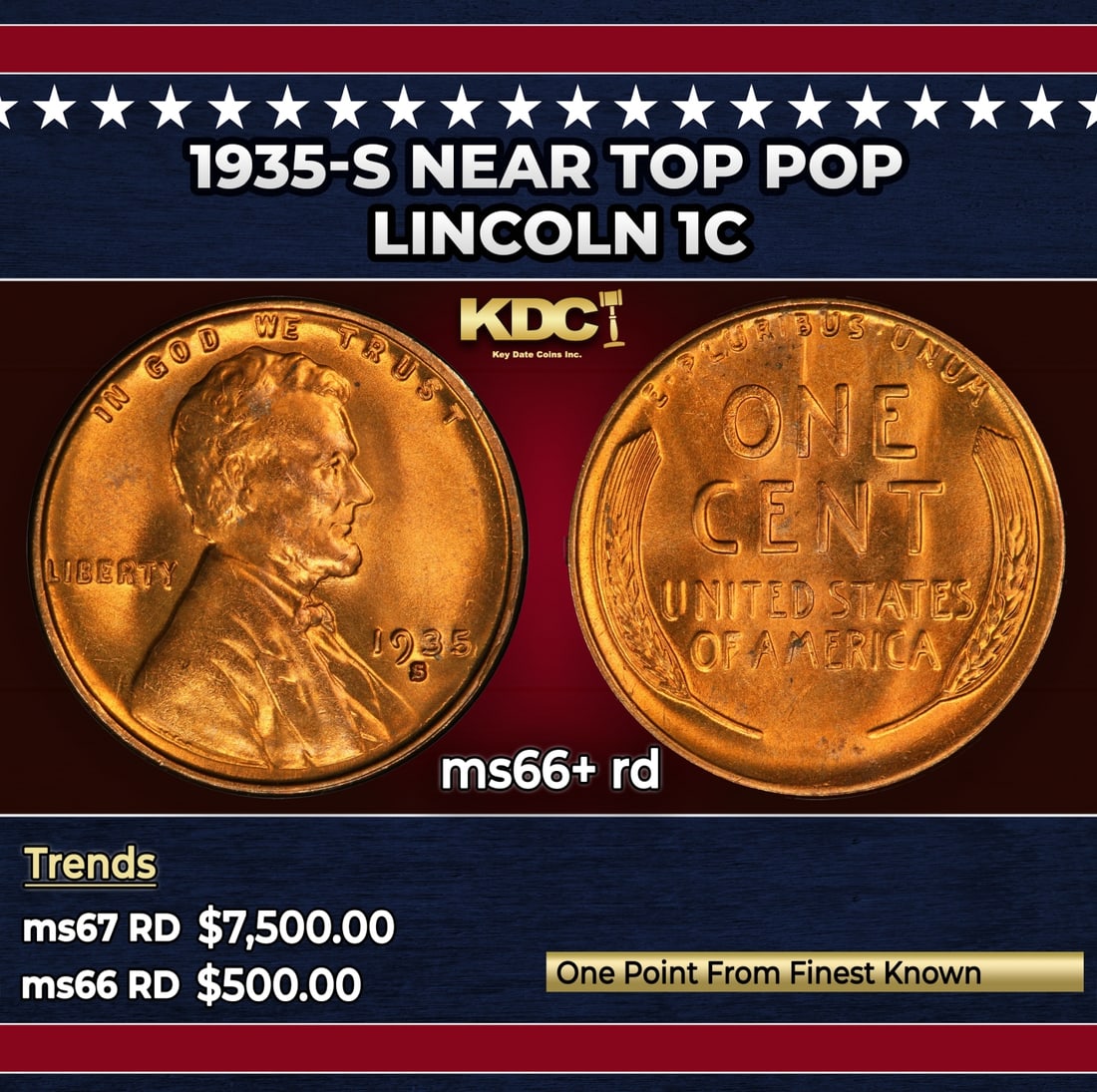 1935-s Lincoln Cent Near Top Pop 1c ms66+ rd SEGS: 1935-s Near Top Pop Lincoln Cent 1c ms66+ rd SEGS. Historic precious metal trends is causing increased spot pricing by the day. On auctions with set openings, we are doing our best to have items price