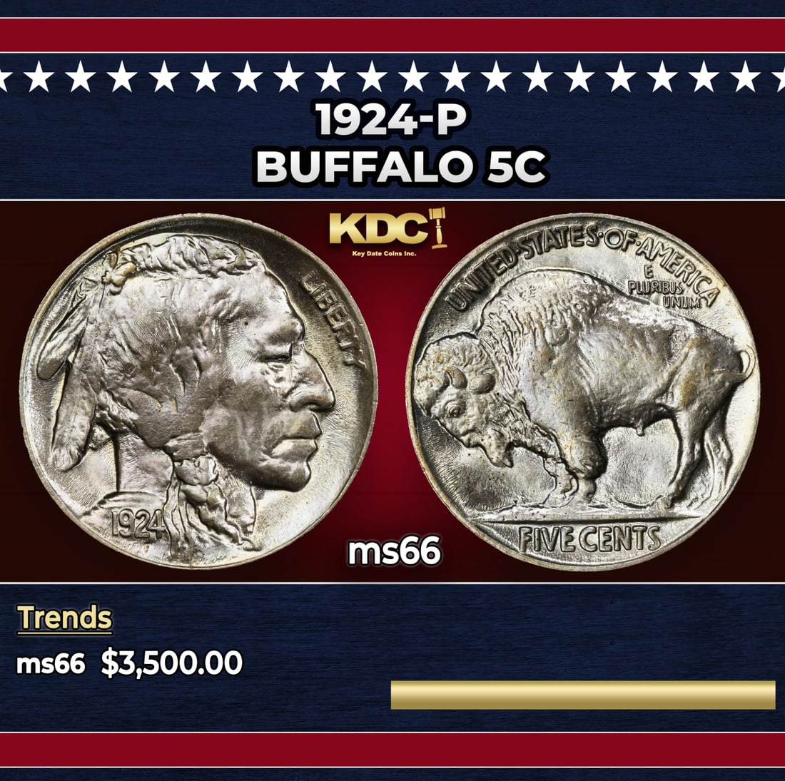 1924-p Buffalo Nickel 5c ms66 SEGS: 1924-p Buffalo Nickel 5c ms66 SEGS. Historic precious metal trends is causing increased spot pricing by the day. On auctions with set openings, we are doing our best to have items priced at their mark
