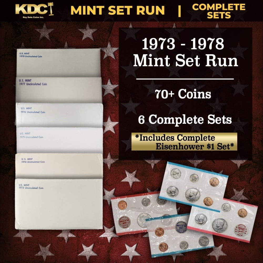 1973-1978 Mint Set Run 74 Coins 6 Complete Sets Complete IKE Set: 1973-1978 Mint Set Run 74 Coins 6 Complete Sets Complete IKE Set.