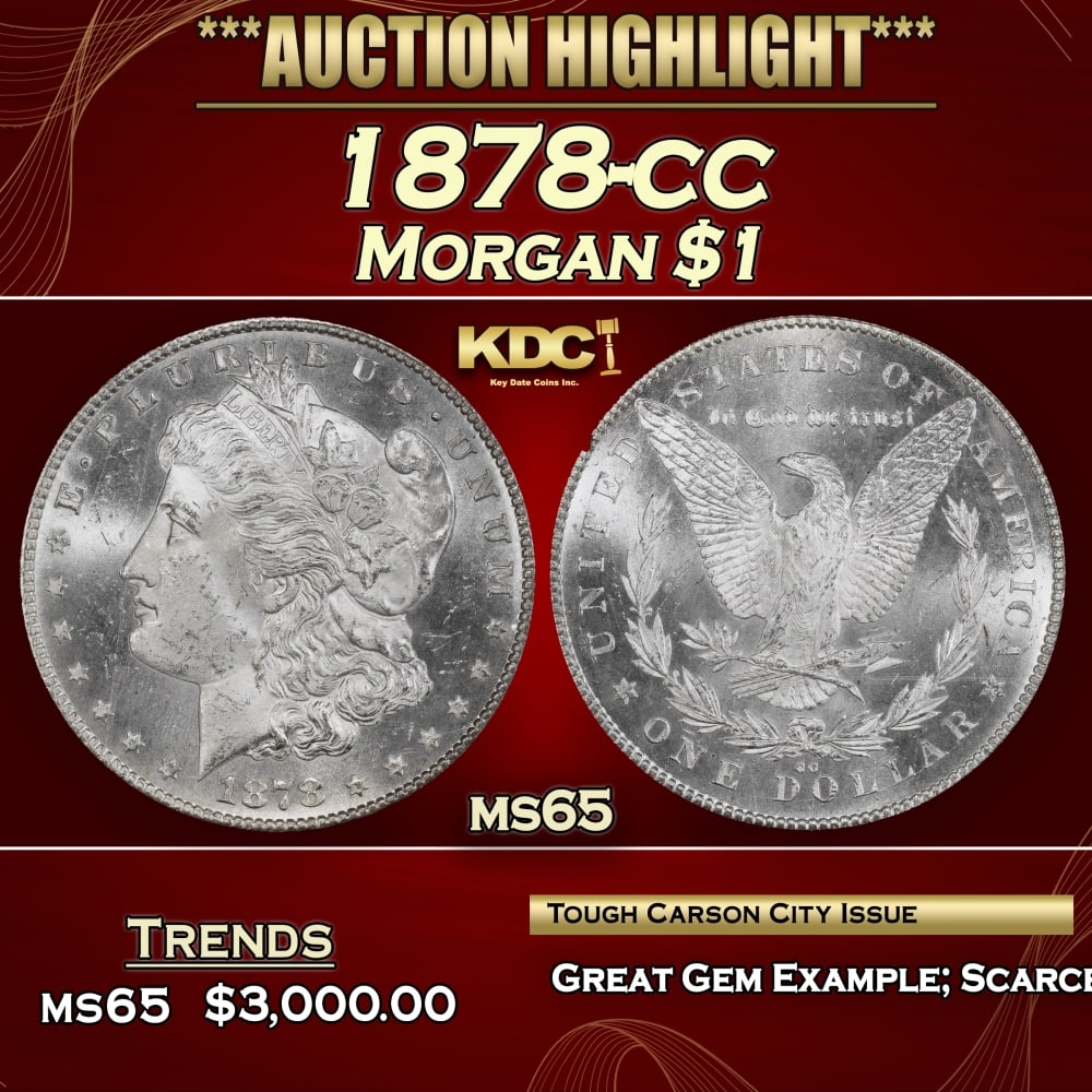 1878-cc Morgan Dollar $1 ms65 SEGS: 1878-cc Morgan Dollar $1 ms65 SEGS. 0