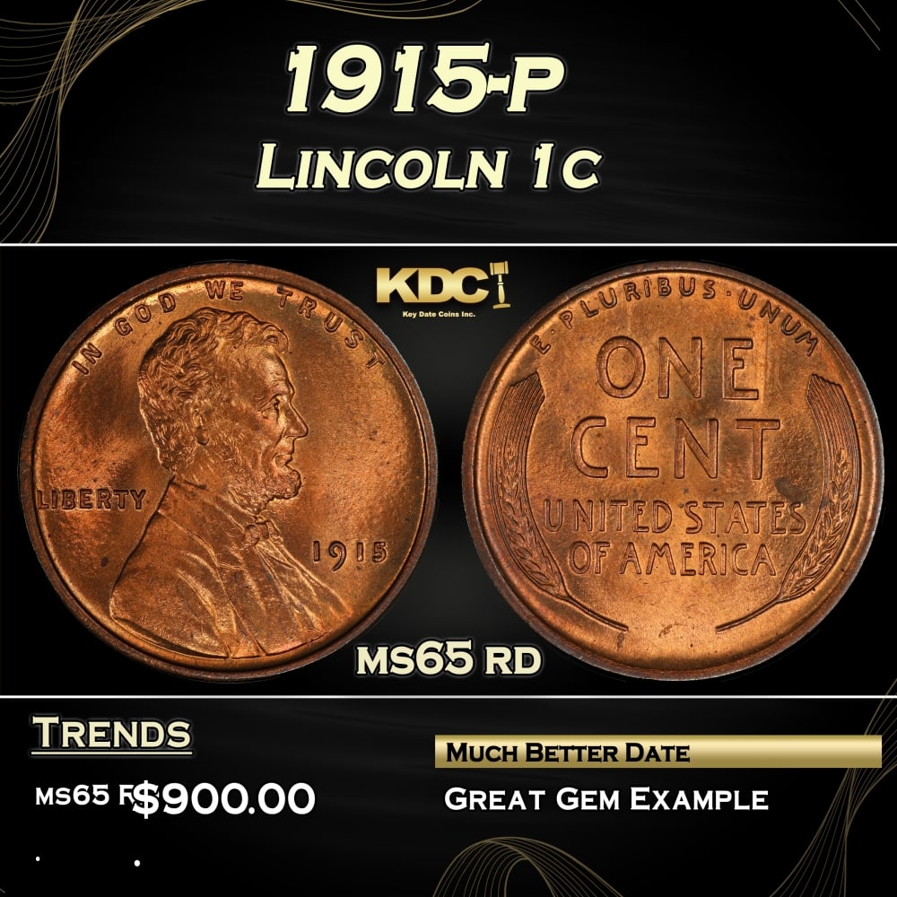 1915-p Lincoln Cent 1c Grades ms65 rd: 1915-p Lincoln Cent 1c Grades ms65 rd. 0