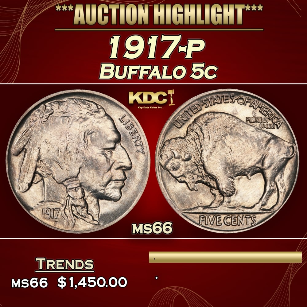 1917-p Buffalo Nickel 5c ms66 SEGS (1 of 4)