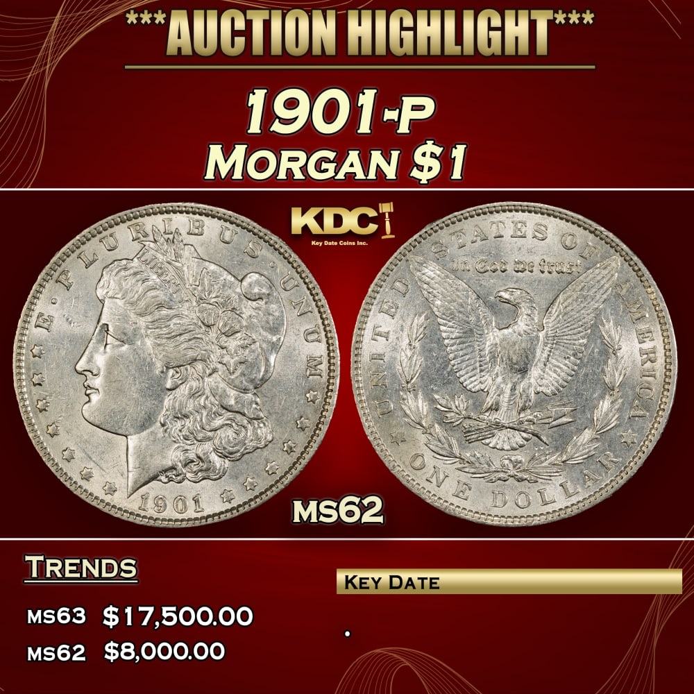 1901-p Morgan Dollar $1 ms62 USCG: 1901-p Morgan Dollar $1 ms62 USCG. 0