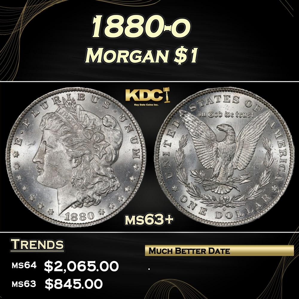 1880-o Morgan Dollar $1 ms63+ SEGS: 1880-o Morgan Dollar $1 ms63+ SEGS. 0