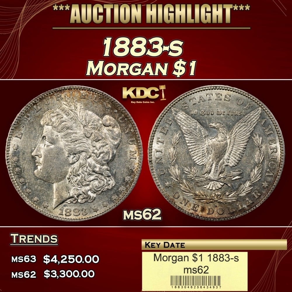 1883-s Morgan Dollar $1 ms62 USCG: 1883-s Morgan Dollar $1 ms62 USCG. 0