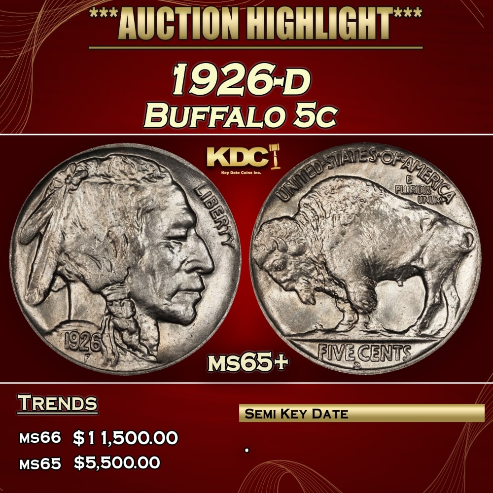 1926-d Buffalo Nickel 5c ms65+ SEGS: 1926-d Buffalo Nickel 5c ms65+ SEGS. 0
