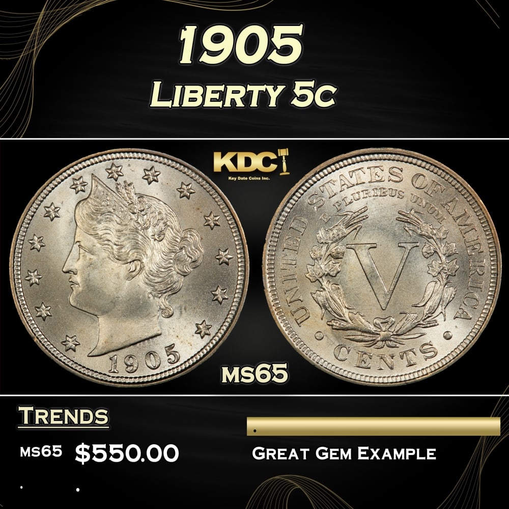 1905 Liberty Nickel 5c Grades ms65: 1905 Liberty Nickel 5c Grades ms65. 0