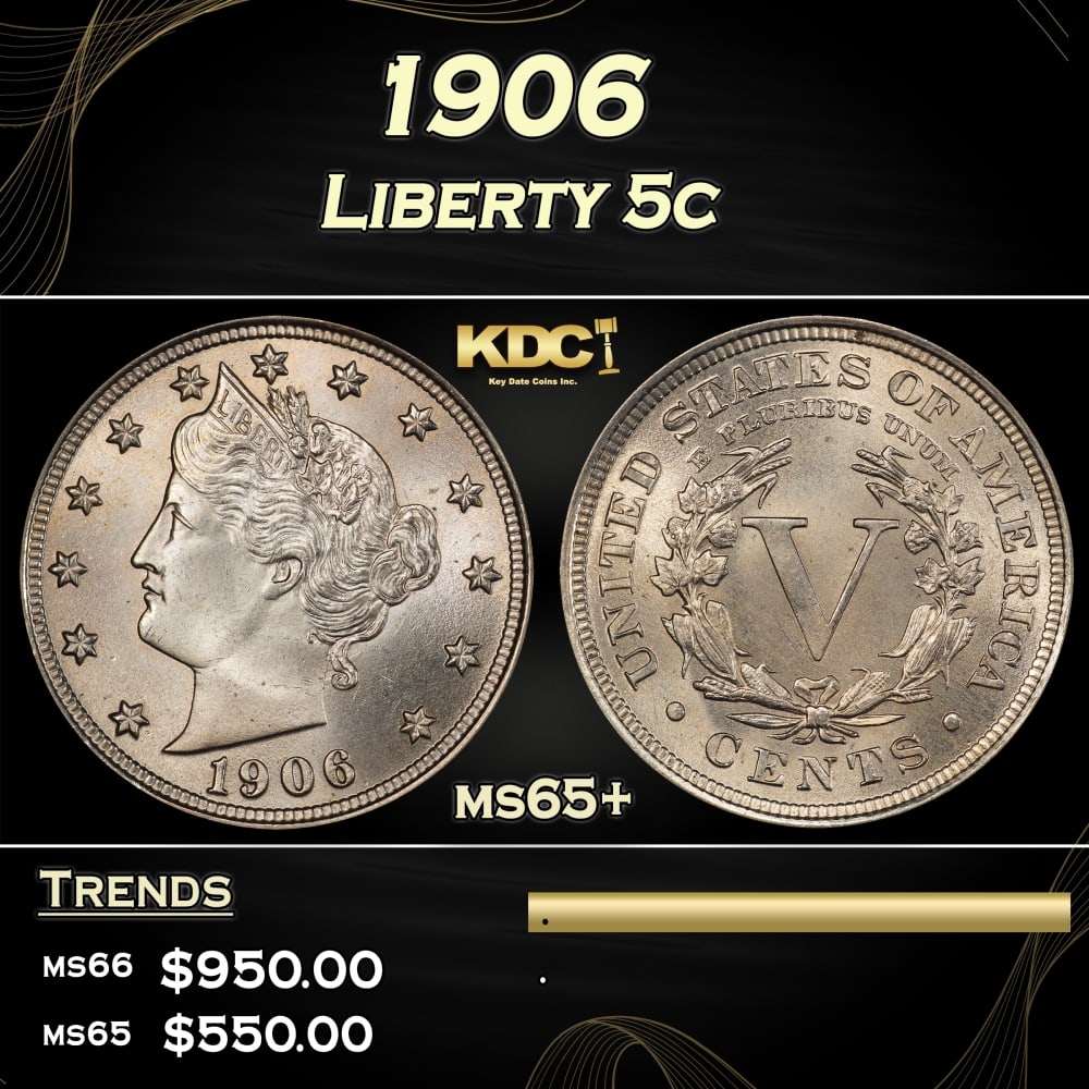 1906 Liberty Nickel 5c Grades ms65+ (1 of 3)