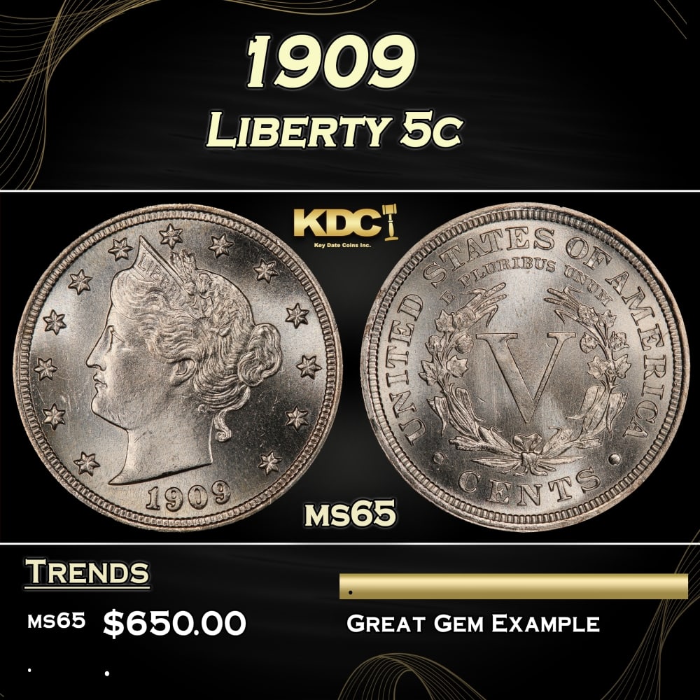 1909 Liberty Nickel 5c Grades ms65 (1 of 3)