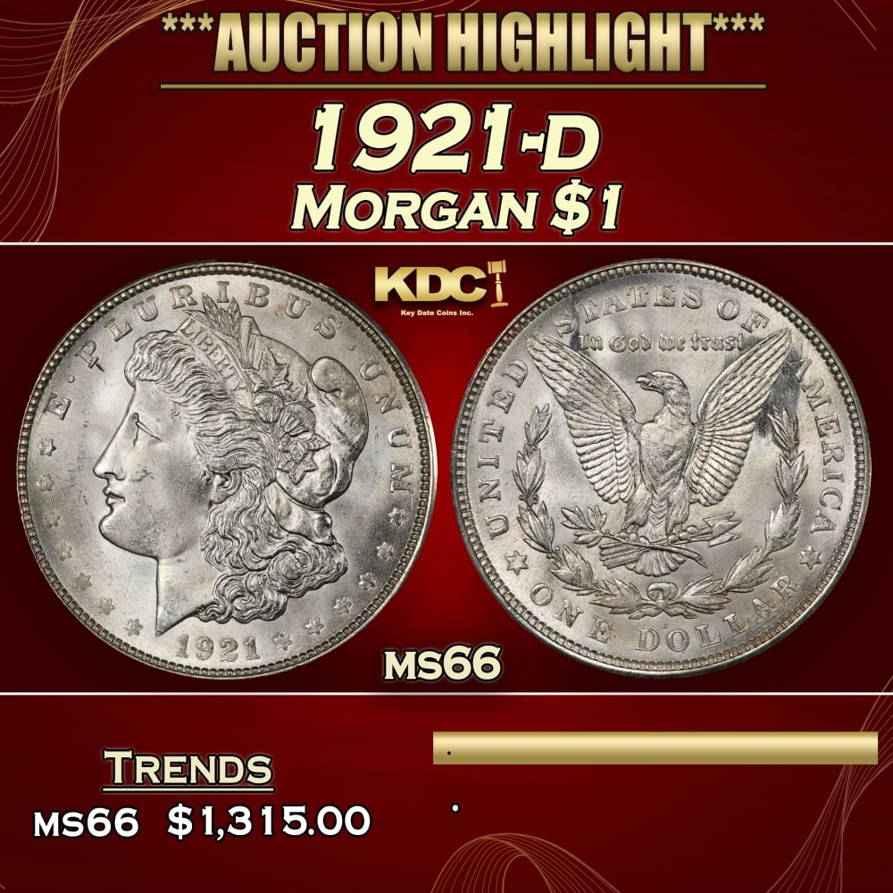 1921-d Morgan Dollar $1 ms66 SEGS: 1921-d Morgan Dollar $1 ms66 SEGS. 0