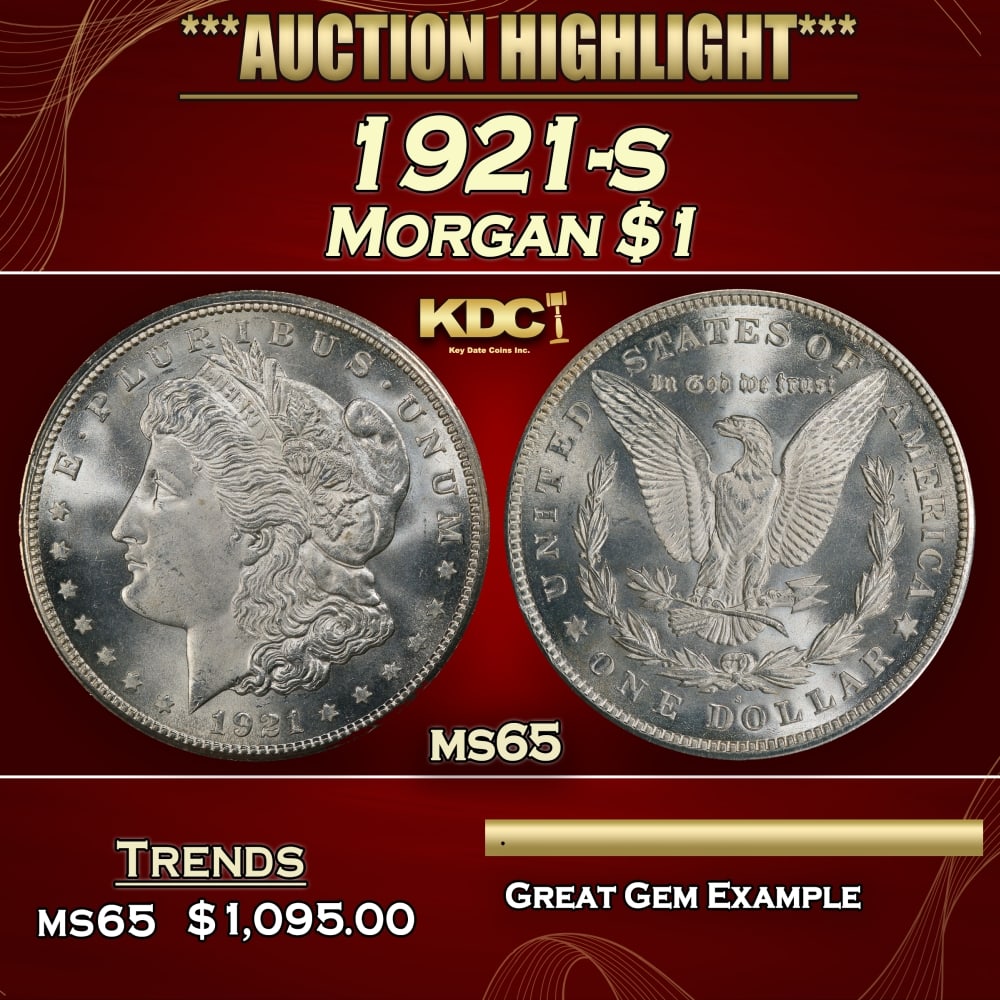 1921-s Morgan Dollar $1 Grades ms65: 1921-s Morgan Dollar $1 Grades ms65. 0