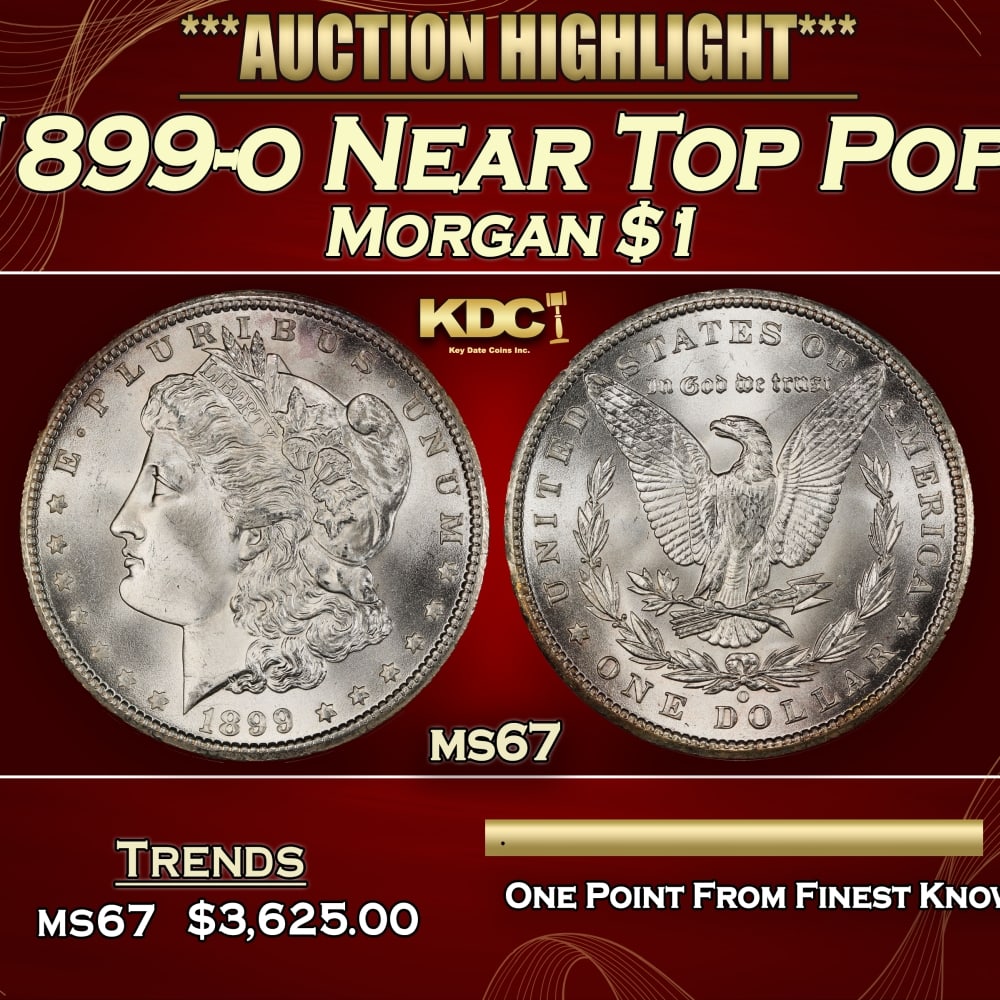 1899-o Morgan Dollar Near Top Pop! $1 ms67 SEGS: 1899-o Near Top Pop! Morgan Dollar $1 ms67 SEGS. 0