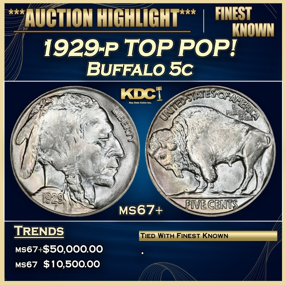 1929-p Buffalo Nickel TOP POP! 5c ms67+ SEGS: 1929-p TOP POP! Buffalo Nickel 5c ms67+ SEGS. 0