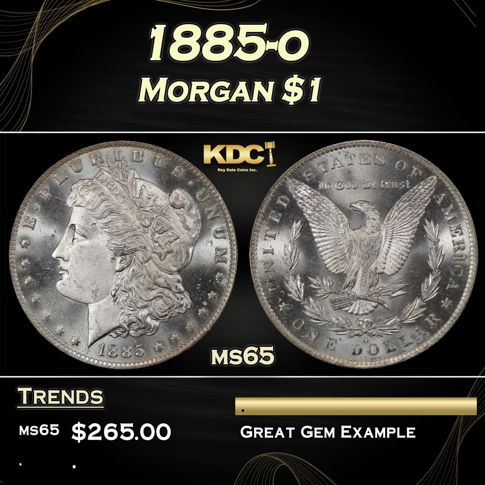 1885-o Morgan Dollar $1 Grades ms65: 1885-o Morgan Dollar $1 Grades ms65. 0