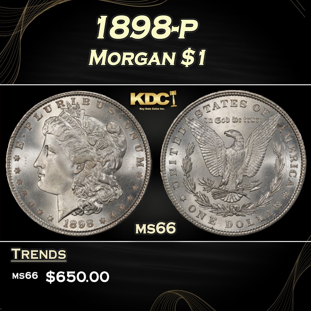 1898-p Morgan Dollar $1 Grades ms66 (1 of 3)