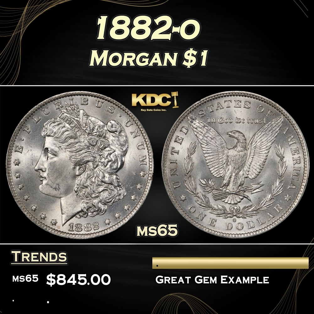 1882-o Morgan Dollar $1 Grades ms65: 1882-o Morgan Dollar $1 Grades ms65. 0