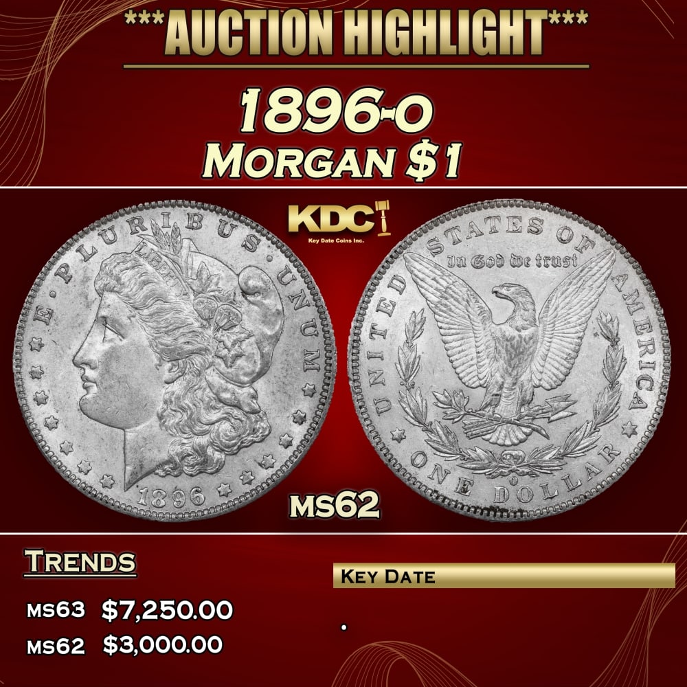 1896-o Morgan Dollar $1 ms62 USCG: 1896-o Morgan Dollar $1 ms62 USCG. 0