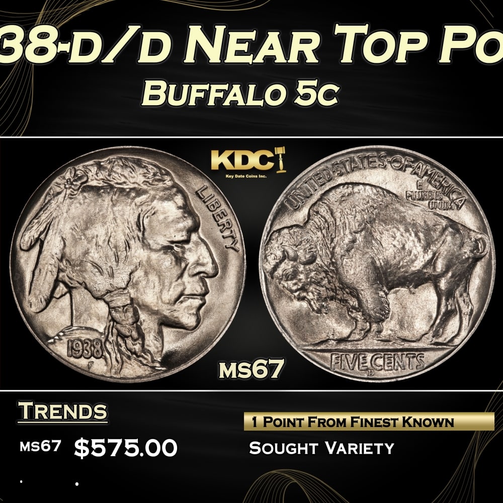 1938-d/d Buffalo Nickel Near Top Pop 5c ms67 SEGS: 1938-d/d Near Top Pop Buffalo Nickel 5c ms67 SEGS. 0
