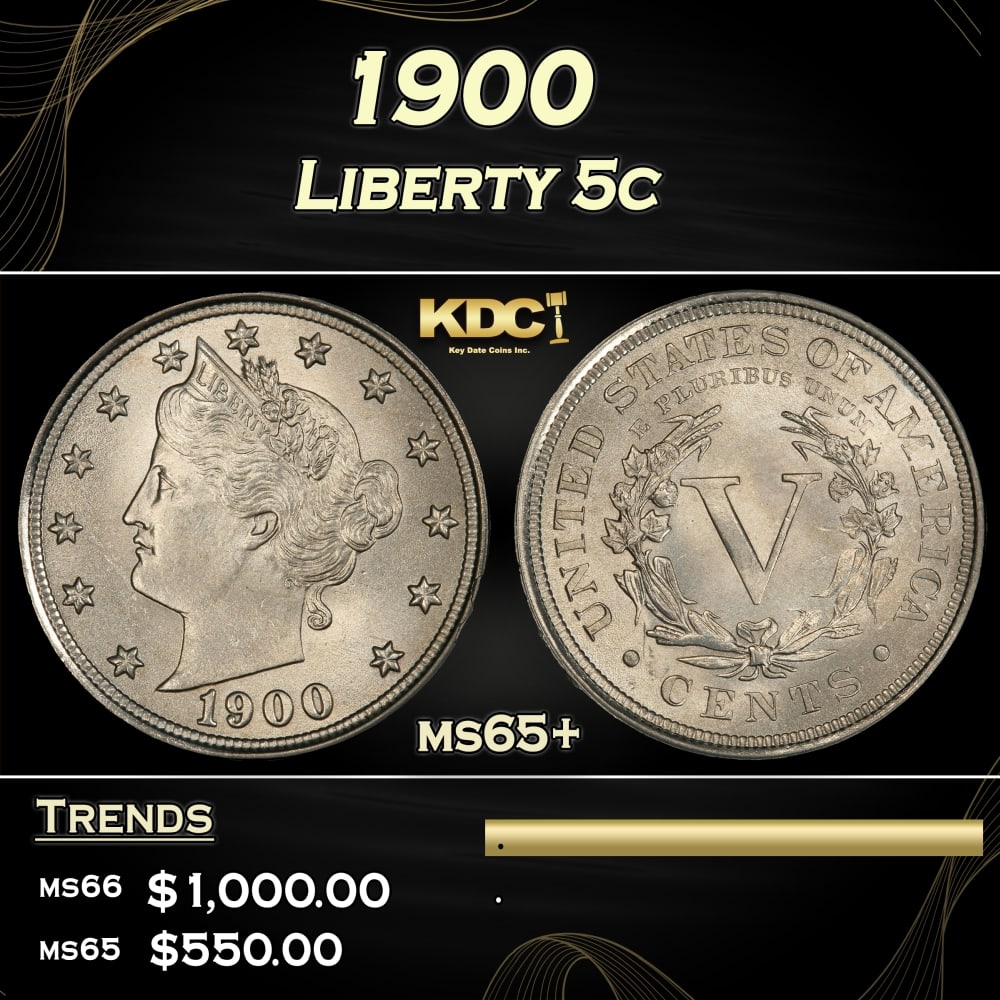 1900 Liberty Nickel 5c ms65+ SEGS (1 of 4)