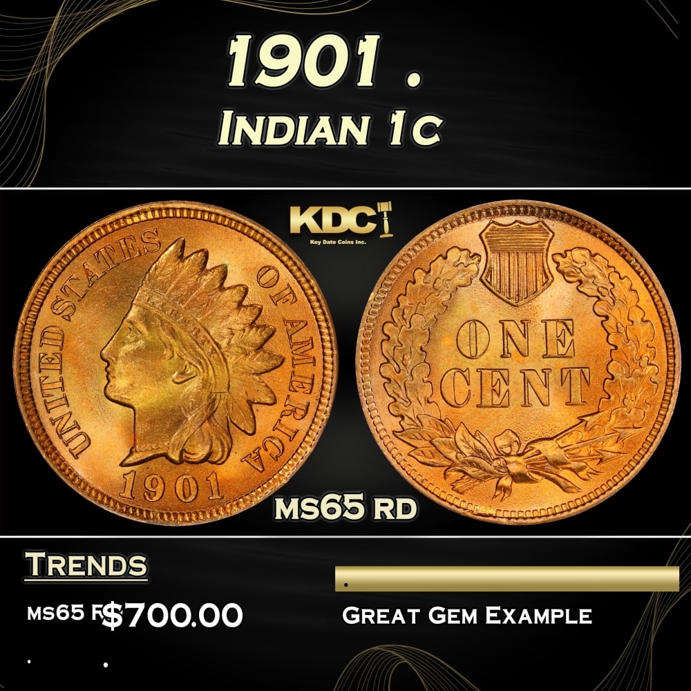 1901 Indian Cent . 1c Grades ms65 rd: 1901 . Indian Cent 1c Grades ms65 rd. 0