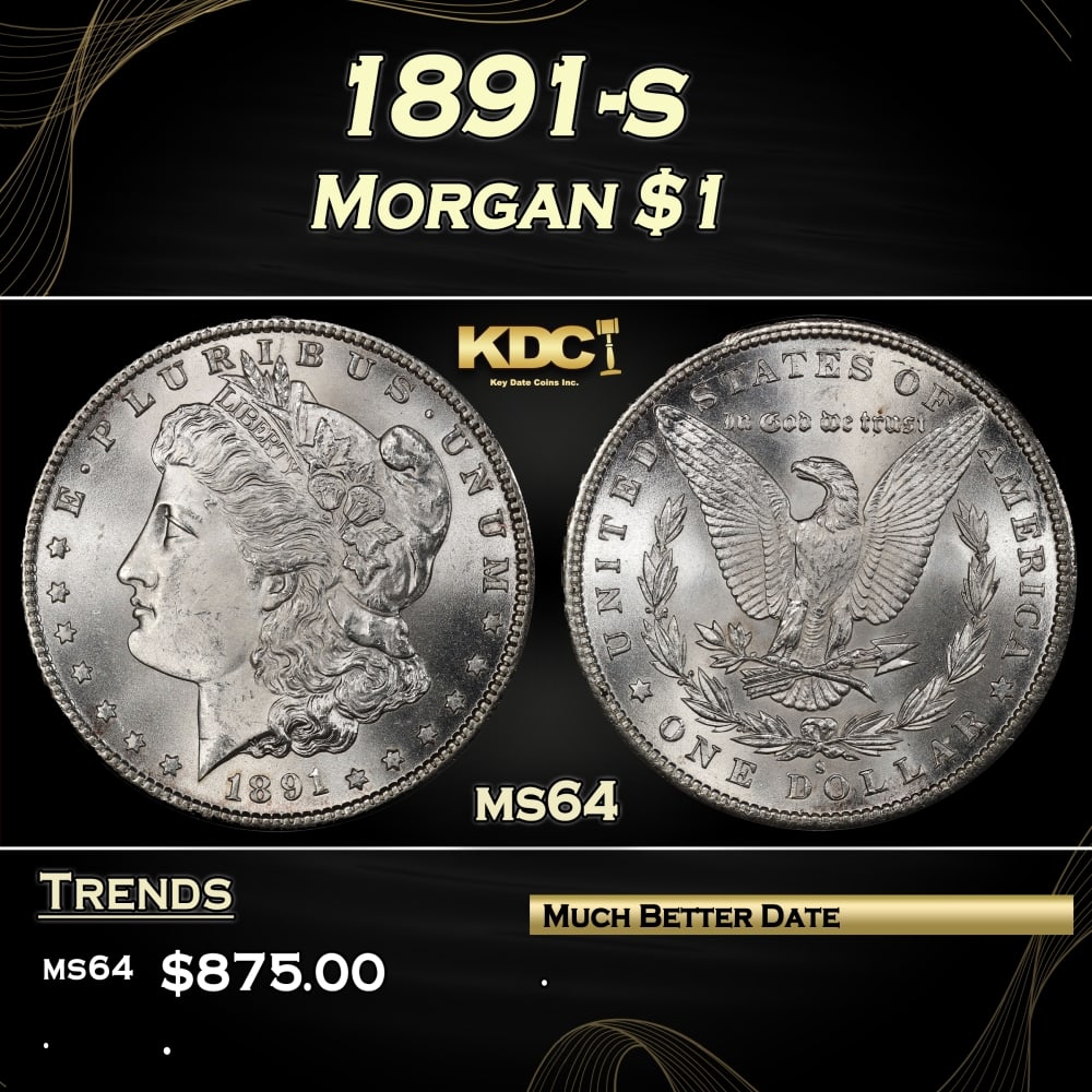 1891-s Morgan Dollar $1 Grades ms64: 1891-s Morgan Dollar $1 Grades ms64. 0