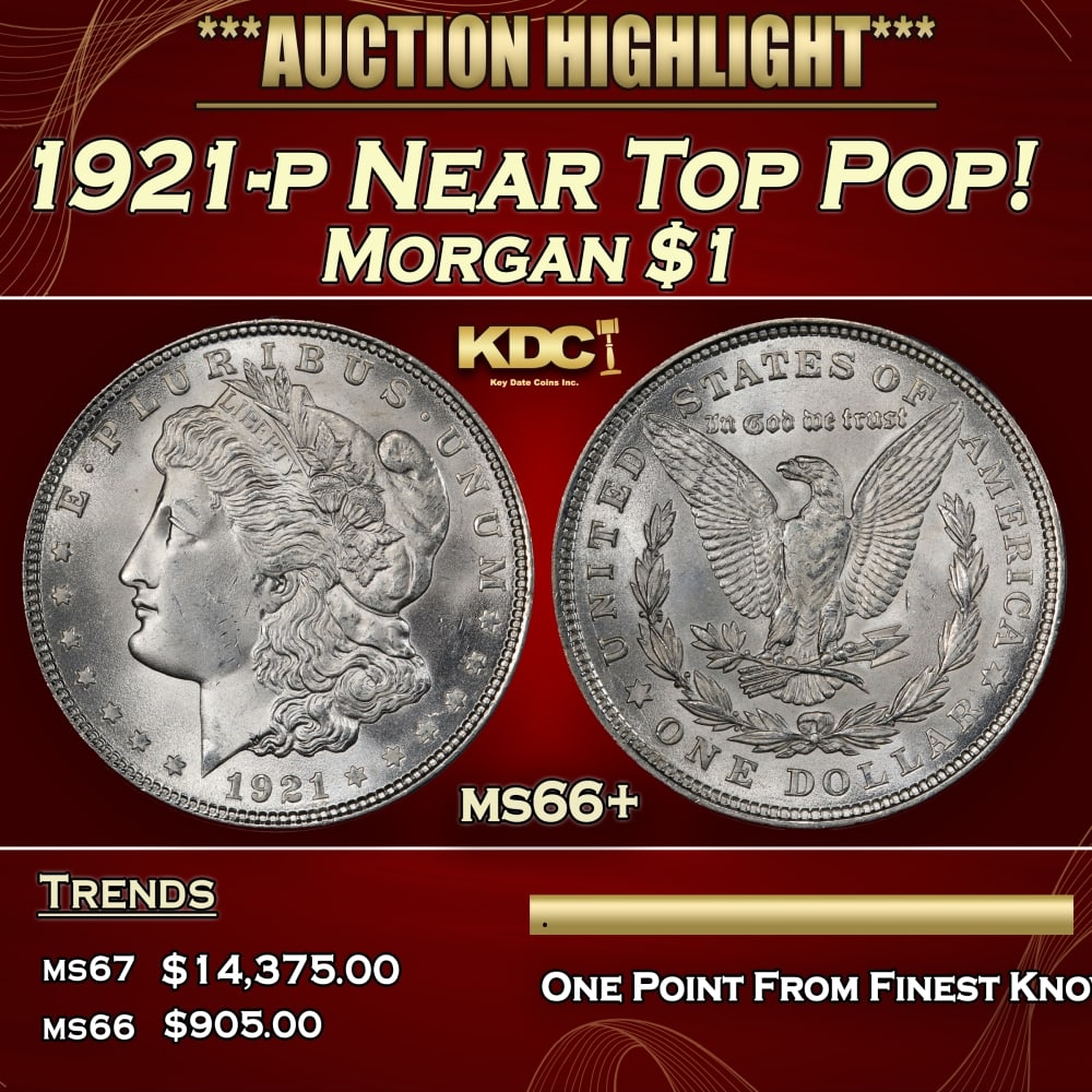 1921-p Morgan Dollar Near Top Pop! $1 ms66+ SEGS: 1921-p Near Top Pop! Morgan Dollar $1 ms66+ SEGS. 0