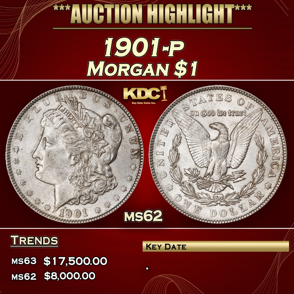1901-p Morgan Dollar $1 ms62 USCG (1 of 3)