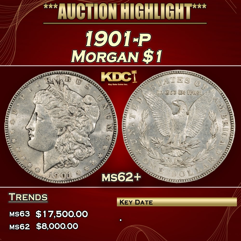 1901-p Morgan Dollar $1 ms62+ USCG (1 of 4)