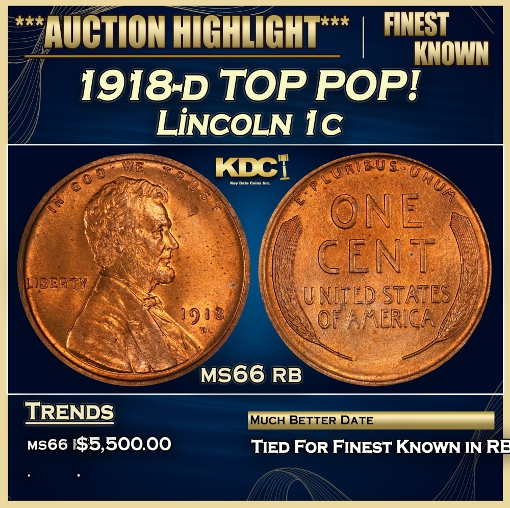 1918-d Lincoln Cent TOP POP! 1c ms66 rb SEGS: 1918-d TOP POP! Lincoln Cent 1c ms66 rb SEGS. 0