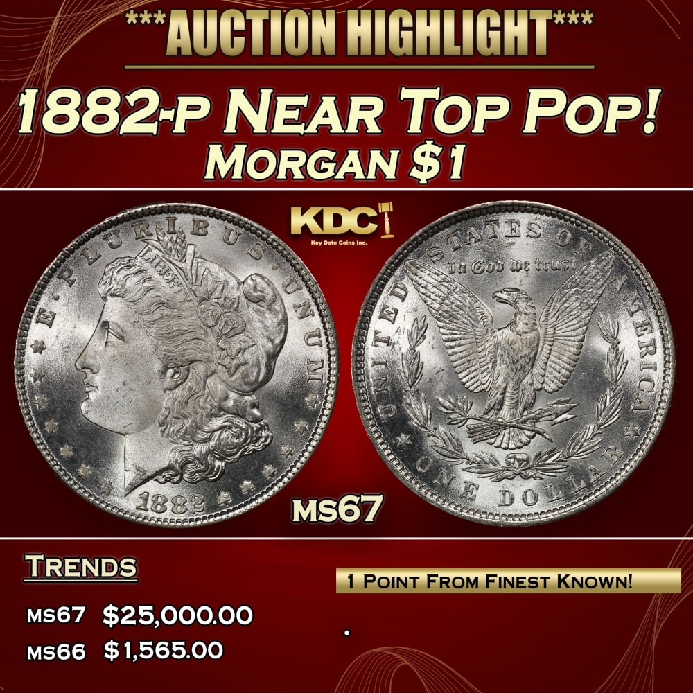 1882-p Morgan Dollar Near Top Pop! $1 ms67 SEGS (1 of 4)