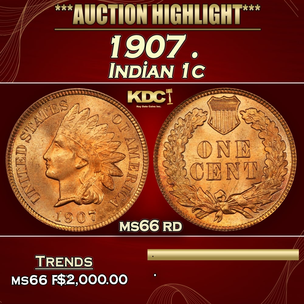 1907 Indian Cent . 1c ms66 rd SEGS: 1907 . Indian Cent 1c ms66 rd SEGS. 0