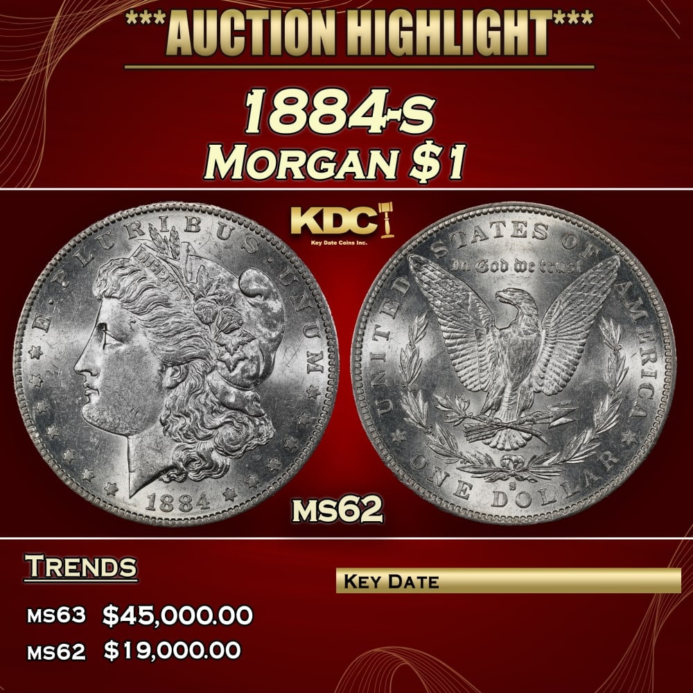 1884-s Morgan Dollar $1 ms62 USCG: 1884-s Morgan Dollar $1 ms62 USCG. 0