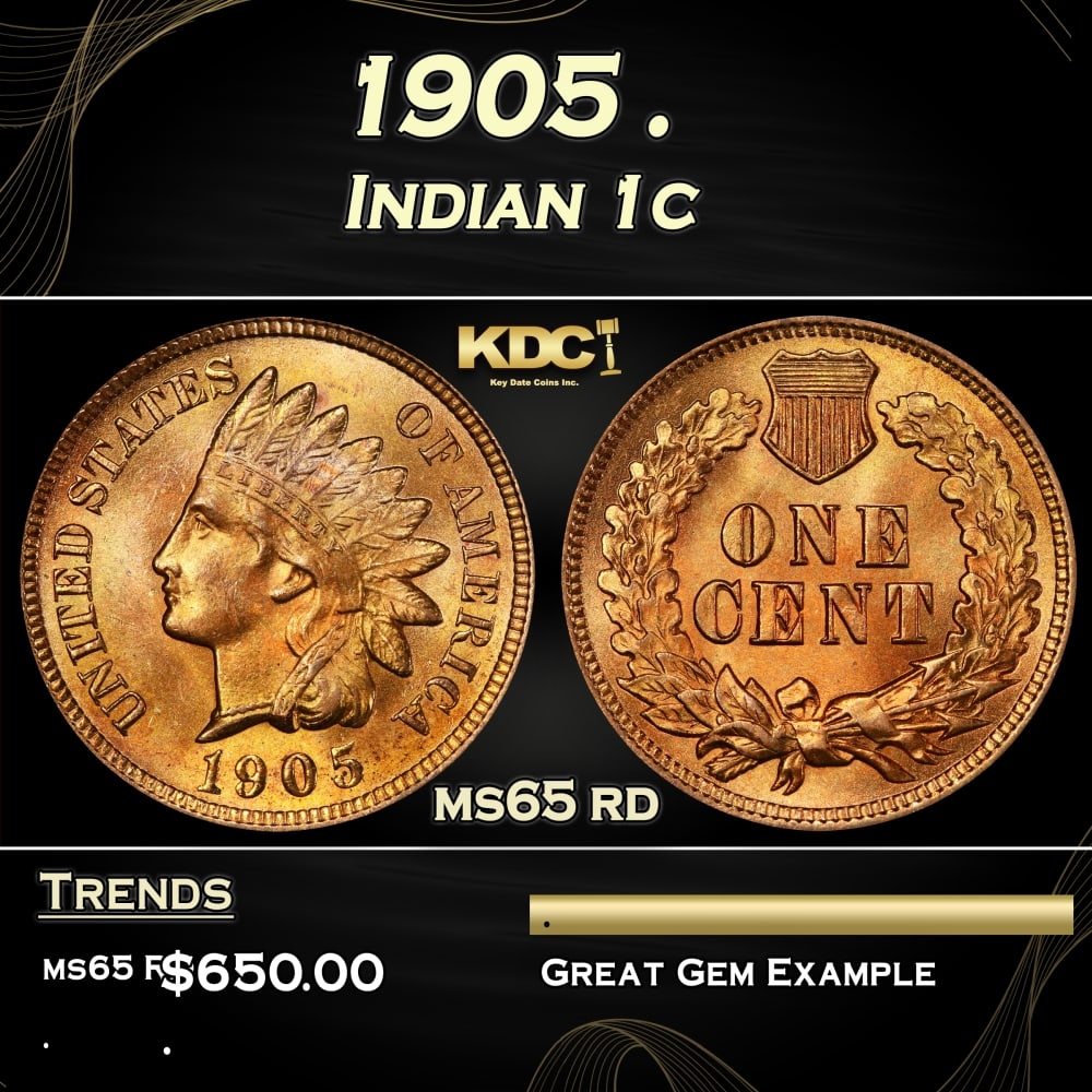 1905 Indian Cent . 1c Grades ms65 rd: 1905 . Indian Cent 1c Grades ms65 rd. 0