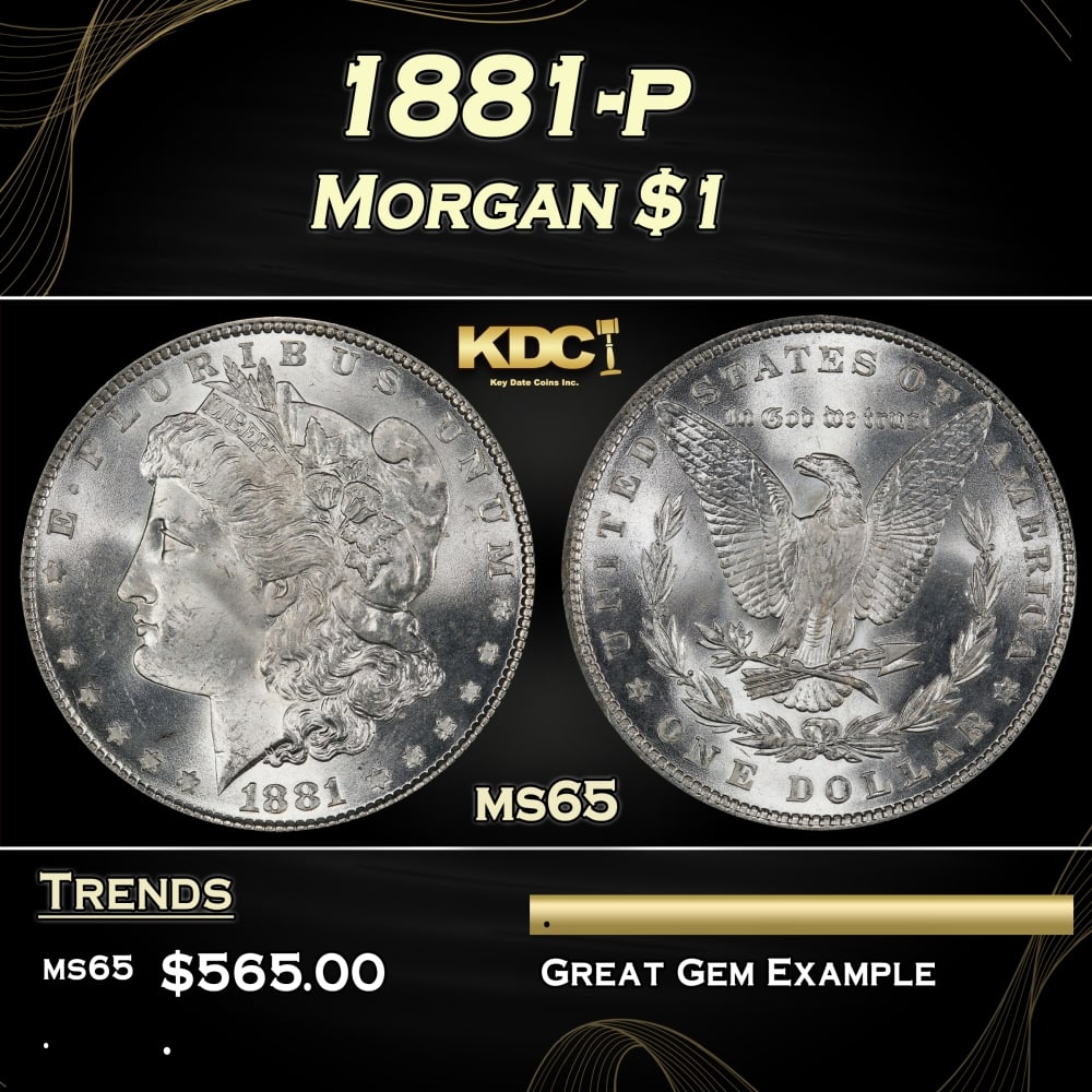 1881-p Morgan Dollar $1 Grades ms65: 1881-p Morgan Dollar $1 Grades ms65. 0