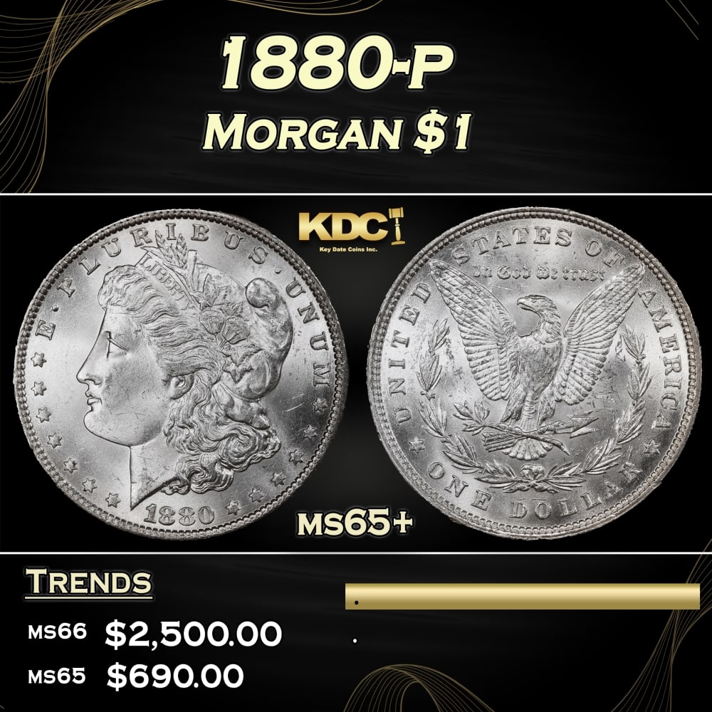 1880-p Morgan Dollar $1 ms65+ SEGS: 1880-p Morgan Dollar $1 ms65+ SEGS. 0