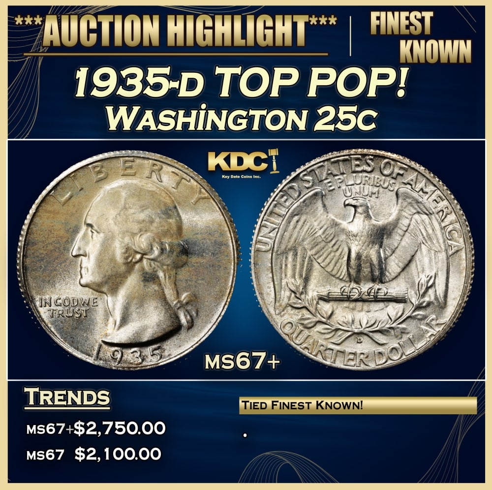 1935-d Washington Quarter TOP POP! 25c ms67+ SEGS: 1935-d TOP POP! Washington Quarter 25c ms67+ SEGS. 0